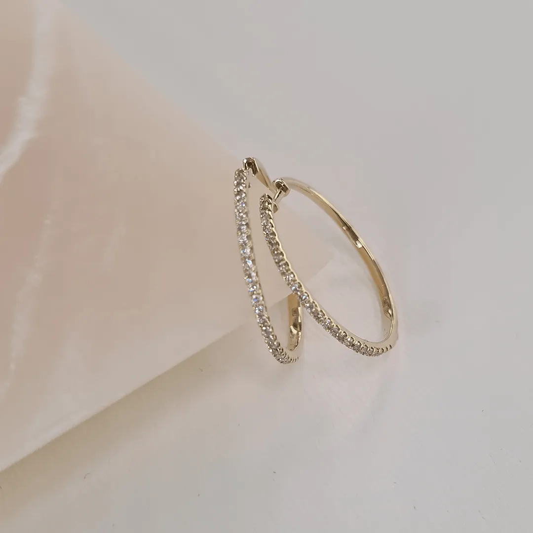 0.34ct TW Diamond Hoop Earrings in 9ct Yellow Gold