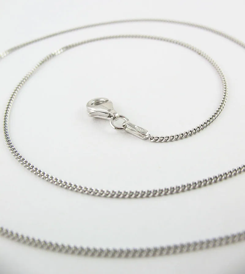 1.2 mm Curb Chain, Rhodium-Plated Sterling Silver