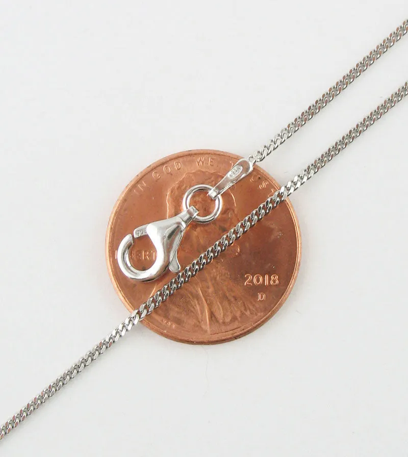 1.2 mm Curb Chain, Rhodium-Plated Sterling Silver