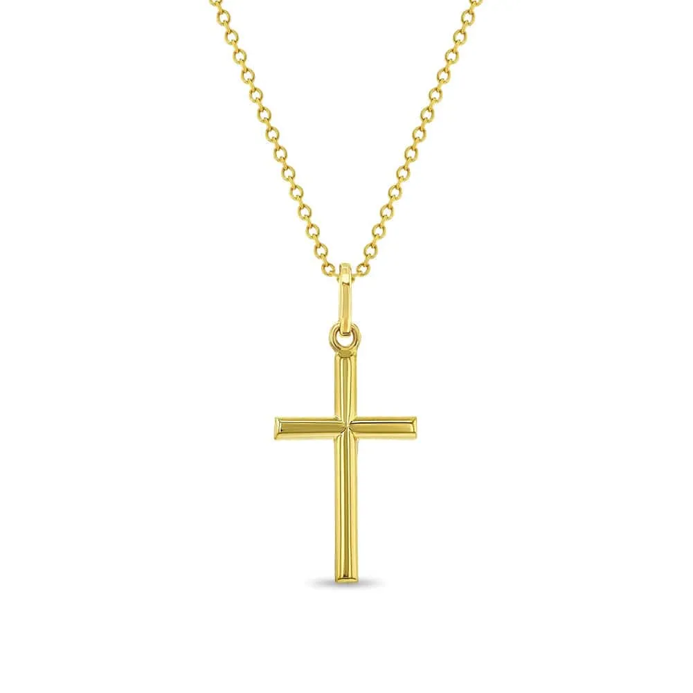 14k Classic Stick Cross Baby Pendant Necklace