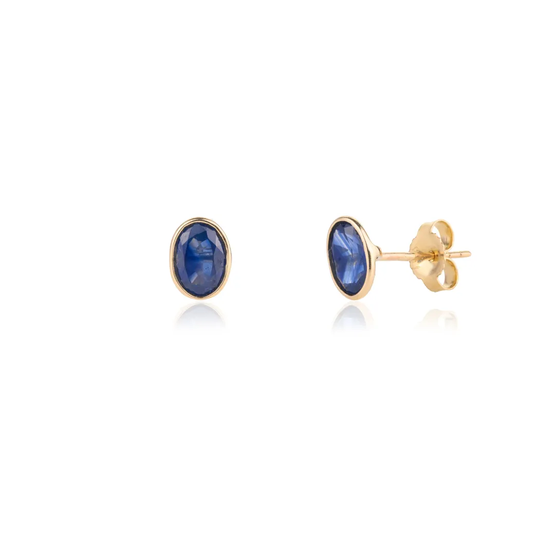 14k Gold Blue Sapphire Studs