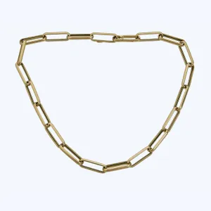 14K Gold Chunky Paper Clip Necklace