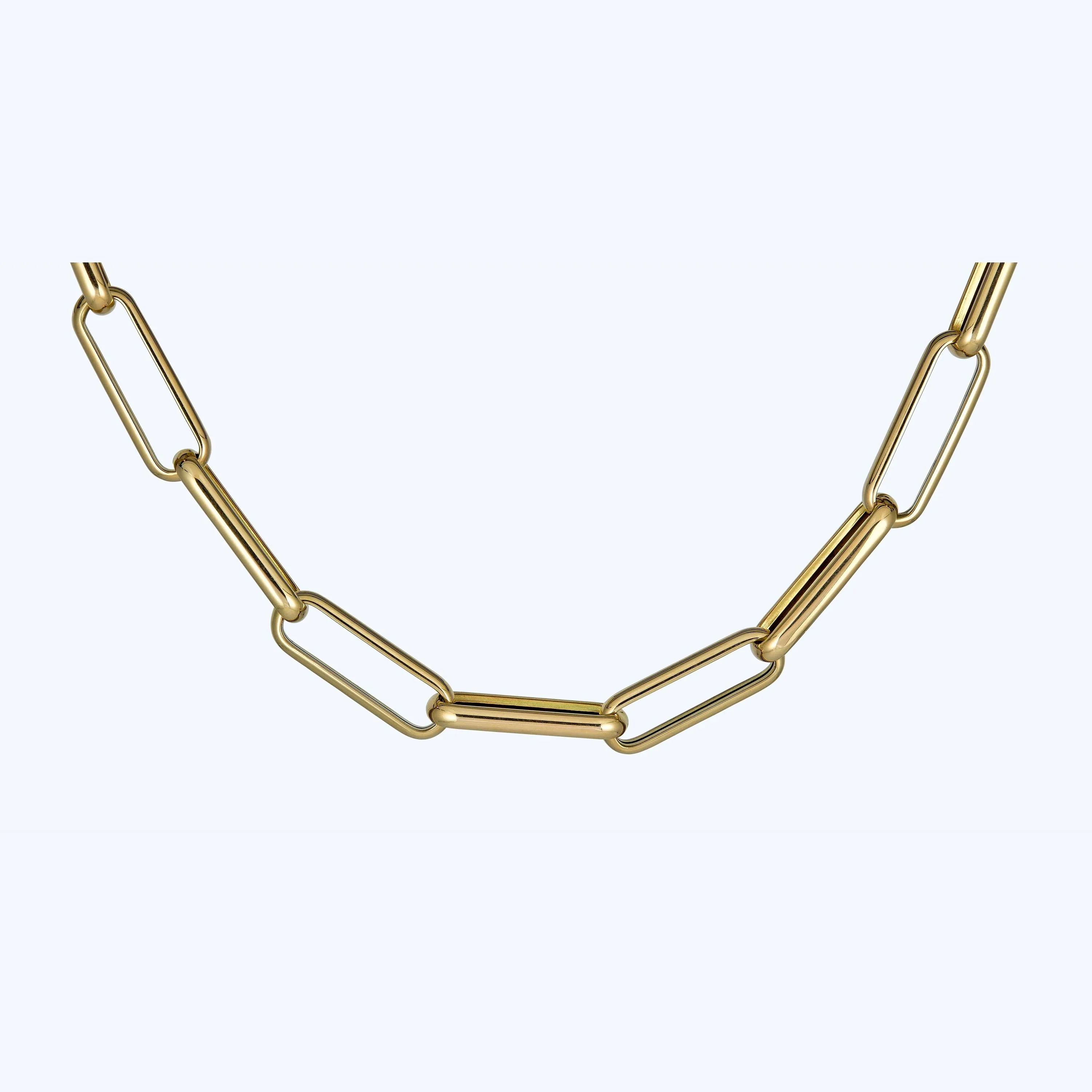 14K Gold Chunky Paper Clip Necklace