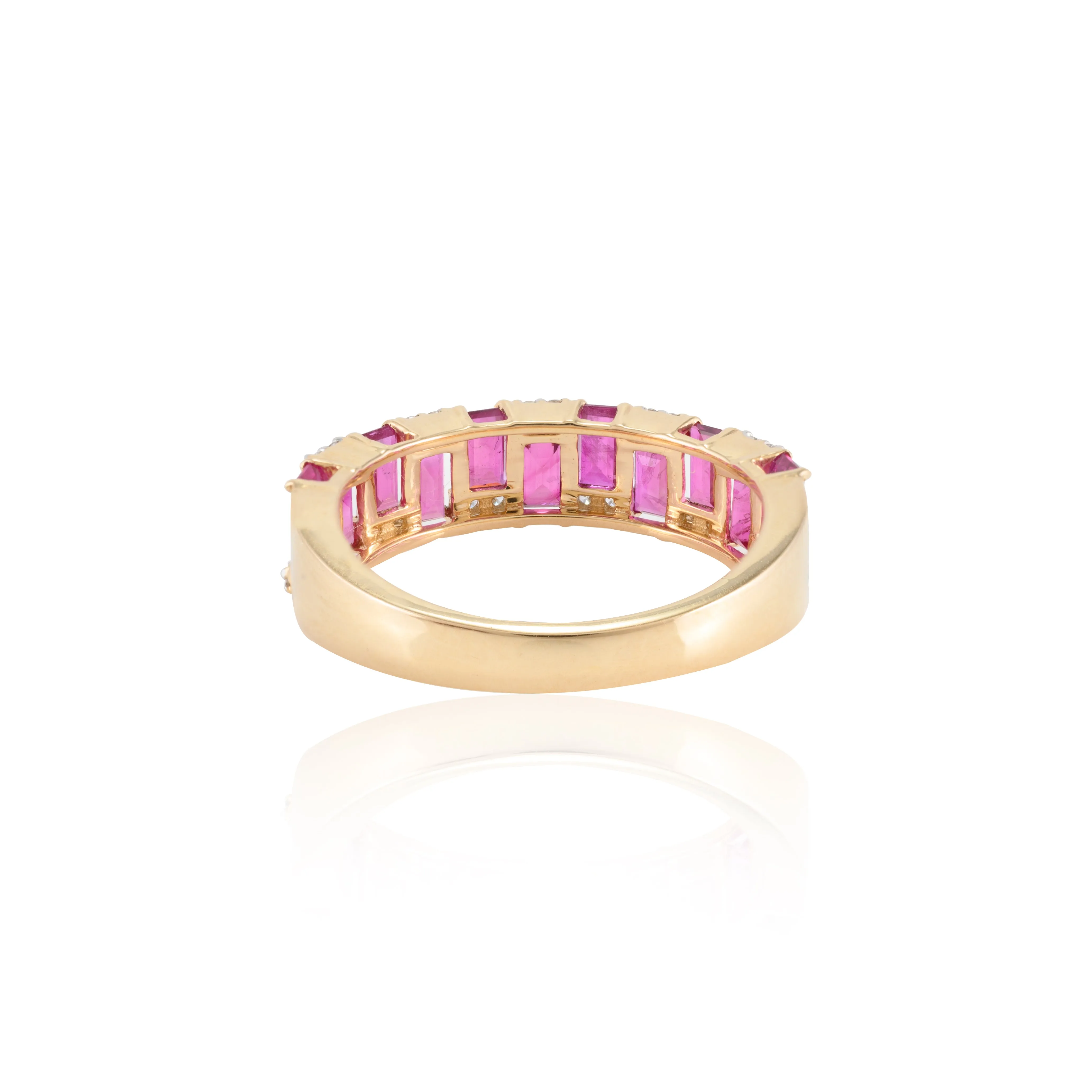 14K Gold Ruby Diamond Half Eternity Band