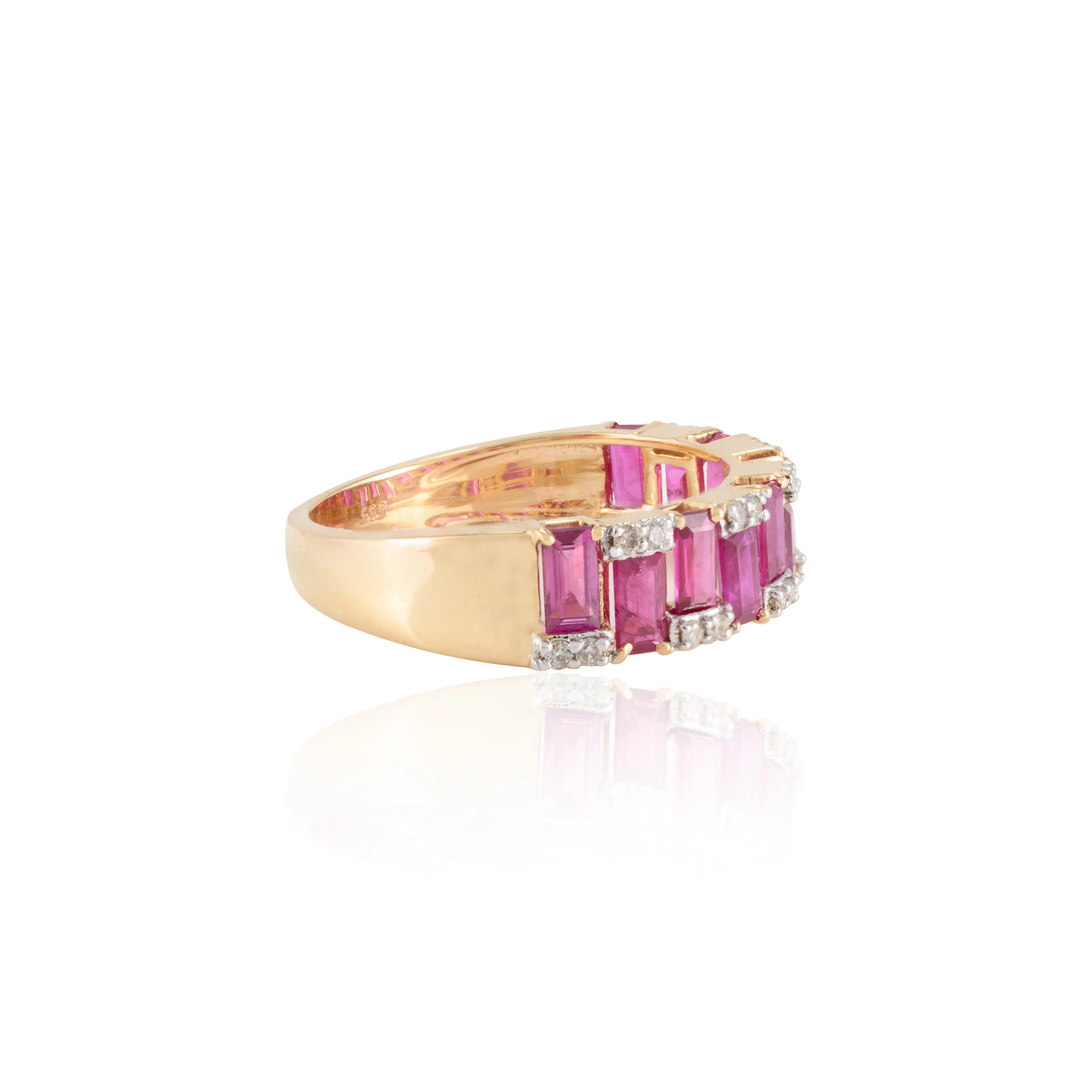 14K Gold Ruby Diamond Half Eternity Band