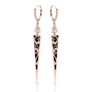 14K Rose Gold, Onyx and Diamond Earrings