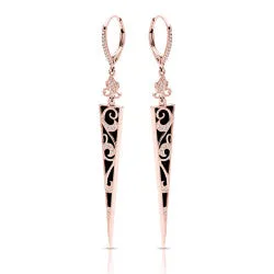 14K Rose Gold, Onyx and Diamond Earrings