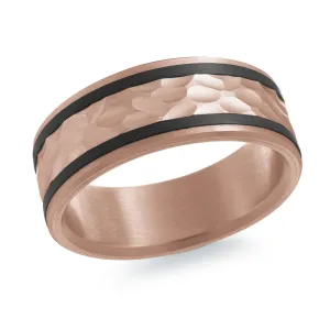 14K Rose Gold with Carbon Fiber Ring from the Noir Collection by Malo - MRDA-151-8PB