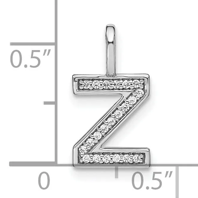 14K White Gold Diamond 0.073-CT Lower Case Style Z Initial Charm