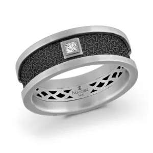 14K White Gold with Inlaid Diamonds Ring from the Noir Collection by Malo - MRDA-006-8W5