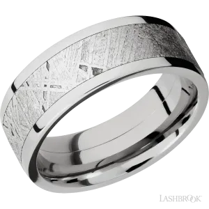 14K White Gold with Polish Finish and Meteorite Inlay - 8MM