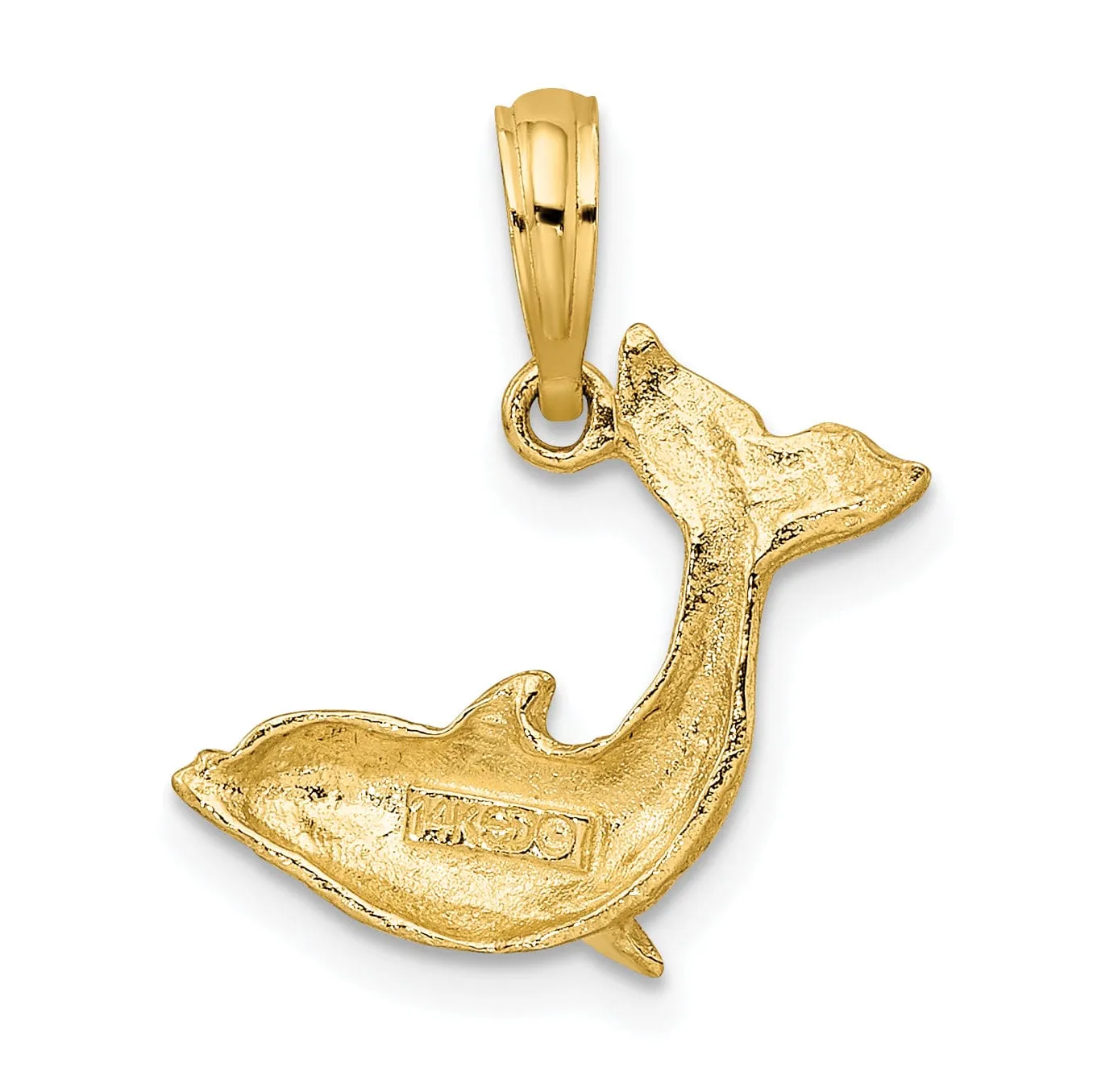 14k Yellow Gold Casted Open Back Polished Finish Jumping Dolphin Charm Pendant