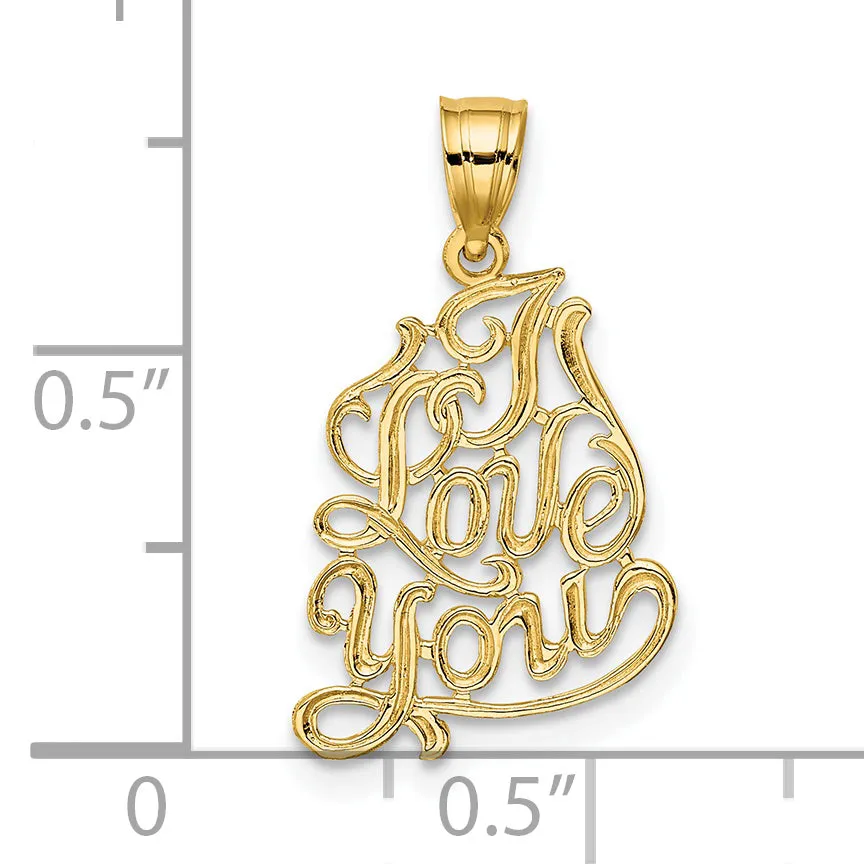 14k Yellow Gold I LOVE YOU Script Pendant