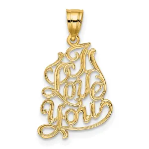 14k Yellow Gold I LOVE YOU Script Pendant