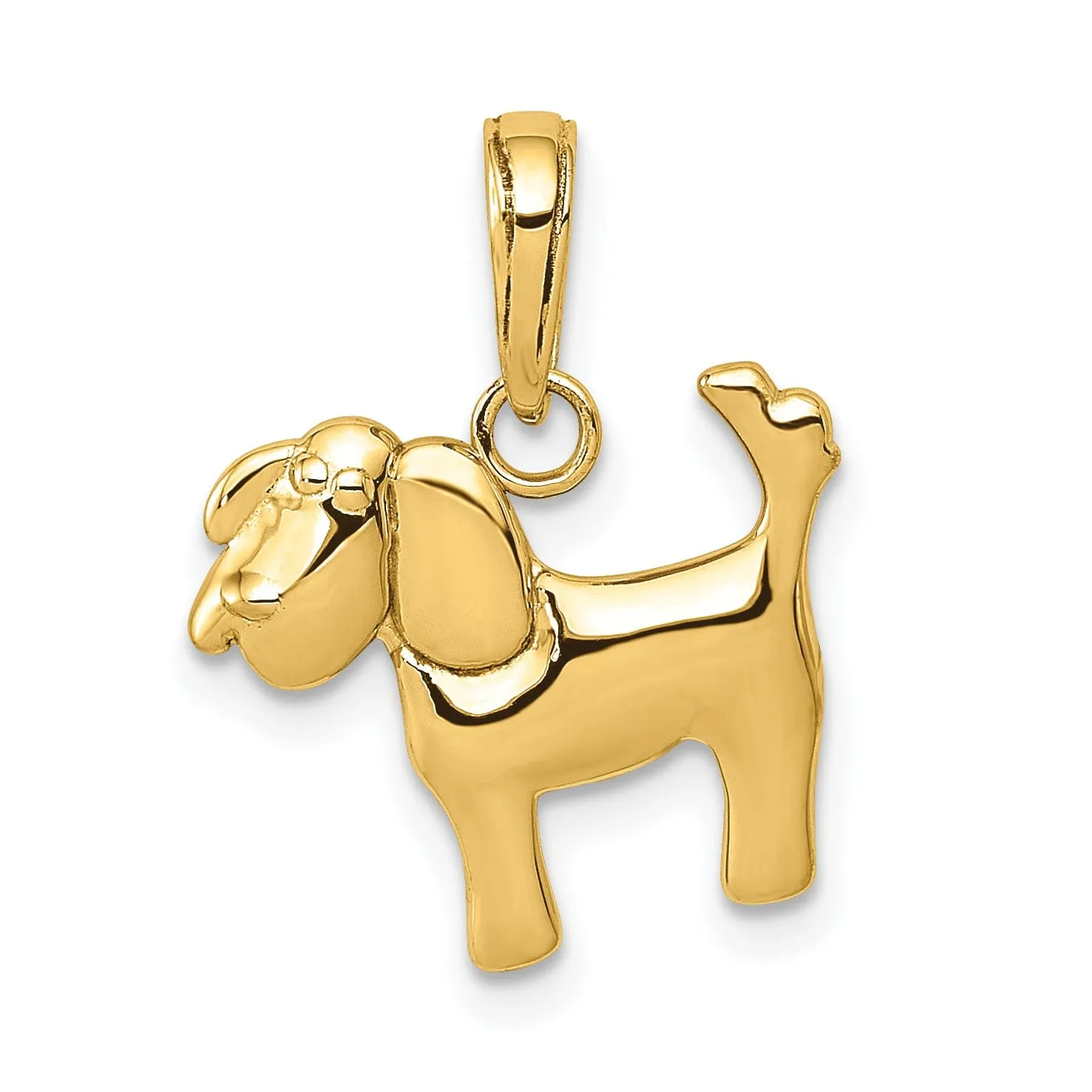 14k Yellow Gold Polished Finish Solid Dog Charm Pendant