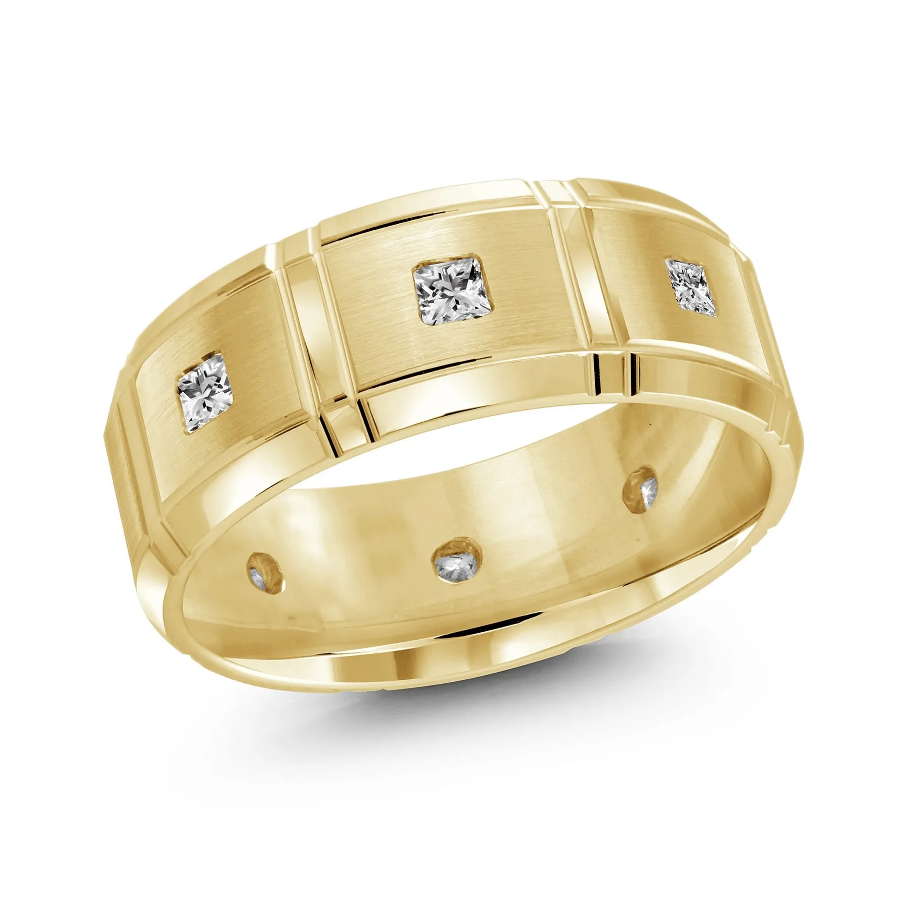 14K Yellow Gold with Inlaid Diamonds Ring from the Executif Collection by Malo - FJMD-014-8Y40