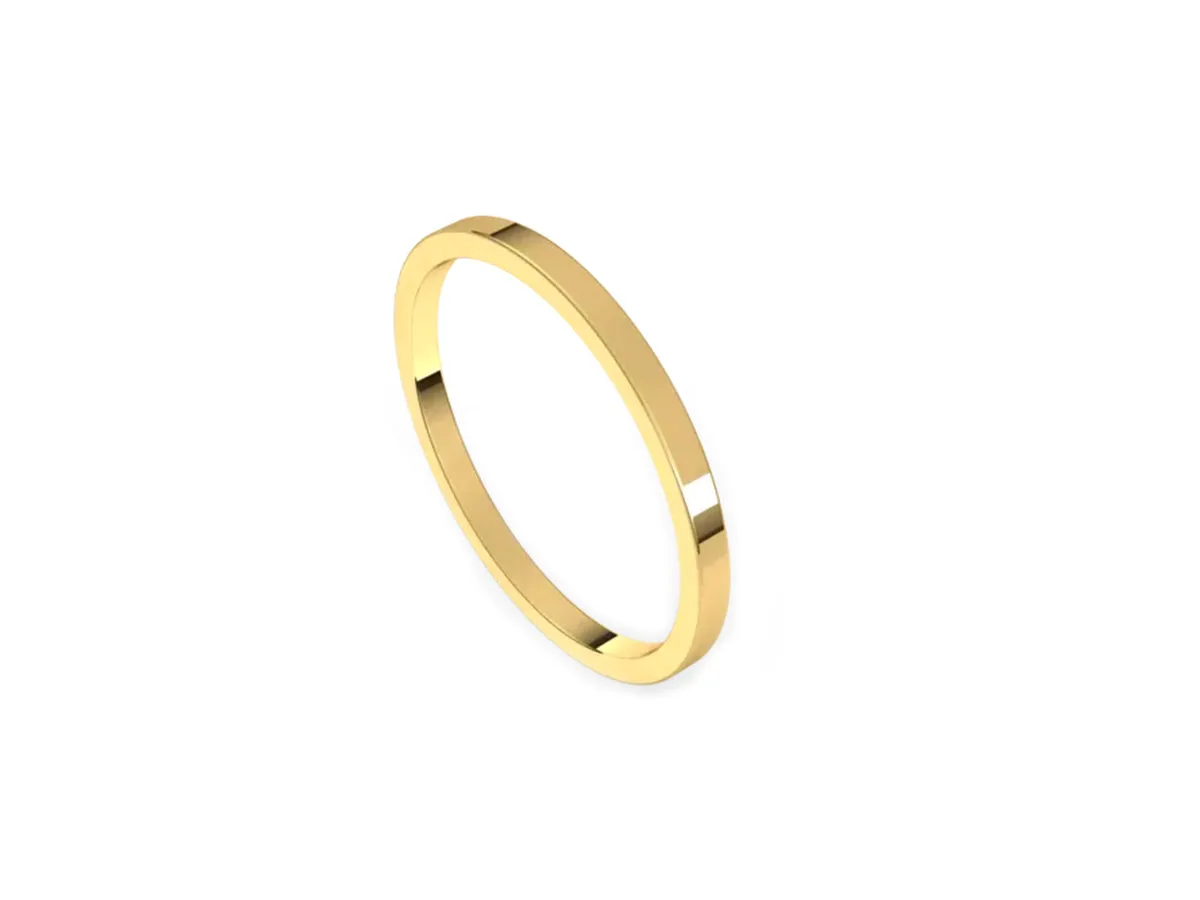 1.5mm Flat Yellow Gold Band