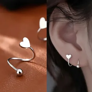 2 Pieces Stainless Steel Piercing Screw Ball Star Ear Bone Rotating Line Wave Mini Studs Women Unusual Earrings Adjustable