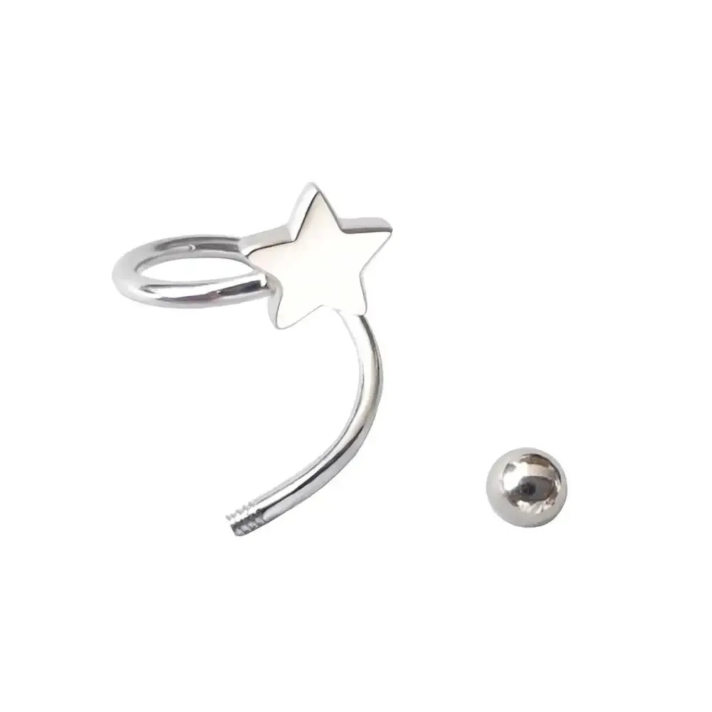 2 Pieces Stainless Steel Piercing Screw Ball Star Ear Bone Rotating Line Wave Mini Studs Women Unusual Earrings Adjustable