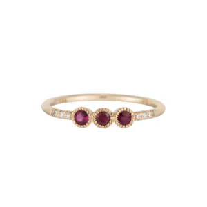 3 Bezel Ruby Equilibrium Ring