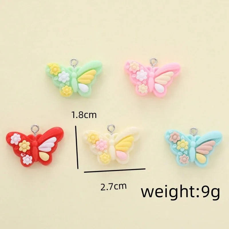 5 PCS/Package 27*18mm Hole Under 1mm Resin Butterfly Pendant