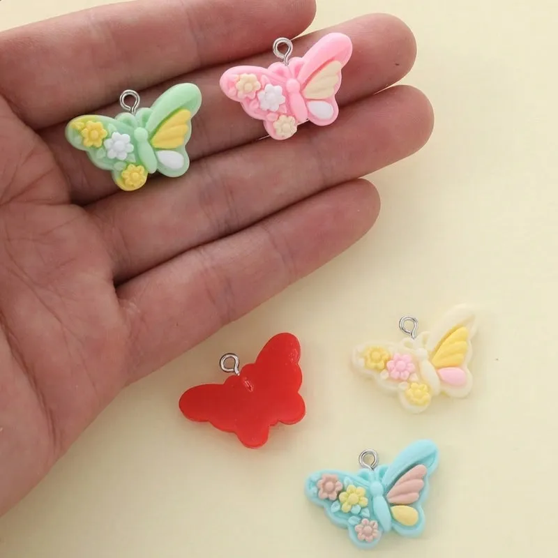 5 PCS/Package 27*18mm Hole Under 1mm Resin Butterfly Pendant