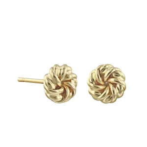 6mm Swirl Knot Stud Earrings | 9K Solid Yellow Gold