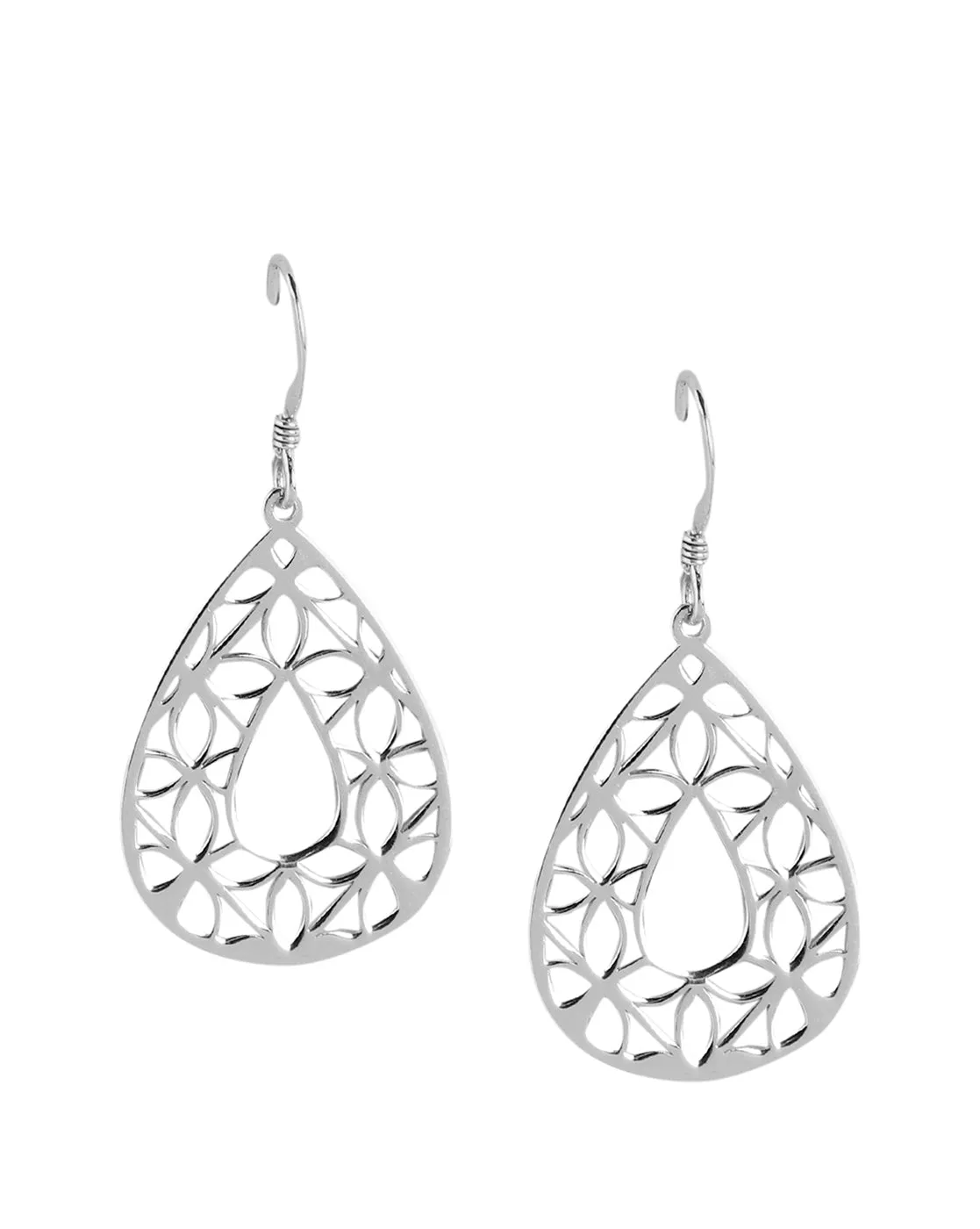 925 Sterling Silver Drop Earring Rhodium Plated With Teardrop