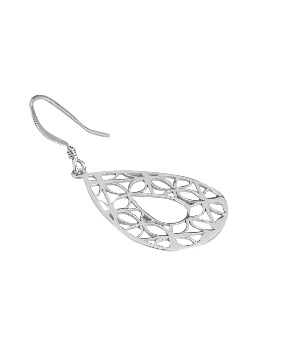 925 Sterling Silver Drop Earring Rhodium Plated With Teardrop