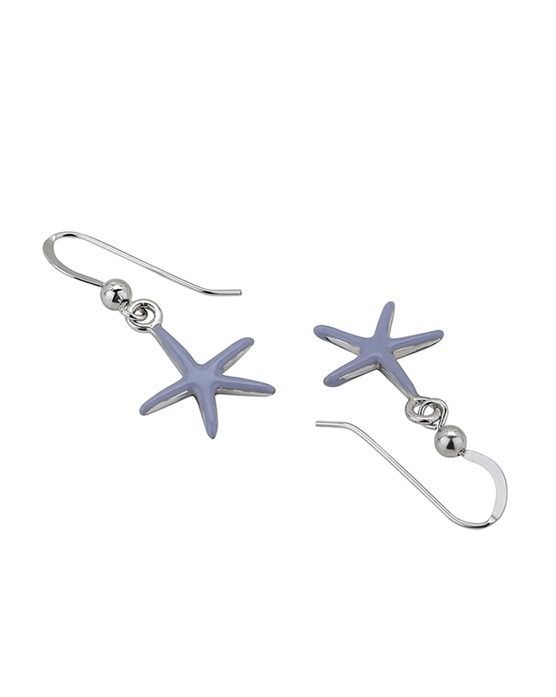 925 Sterling Silver Rhodium Plated And Enamel Star Drop Earring For Women