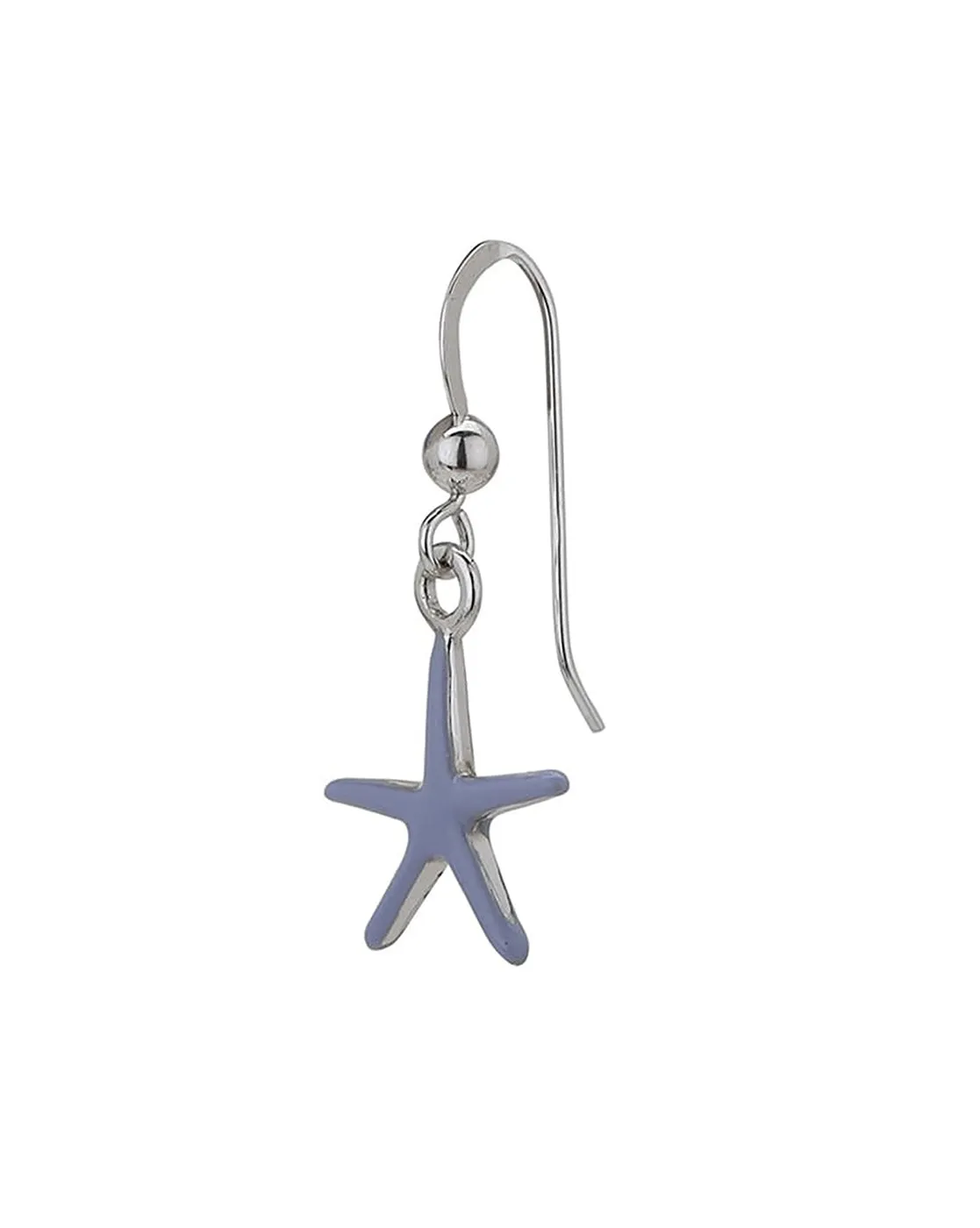 925 Sterling Silver Rhodium Plated And Enamel Star Drop Earring For Women