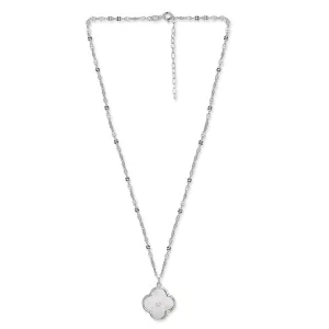 925 Sterling Silver Rhodium Plated And Shell Pendant With Chain For Women