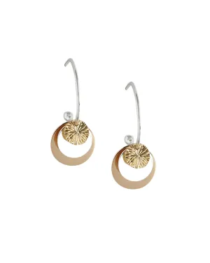 925 Sterling Silver Rhodium Plated With Gold & Rose Gold Emballished Fancy Hoop Earring