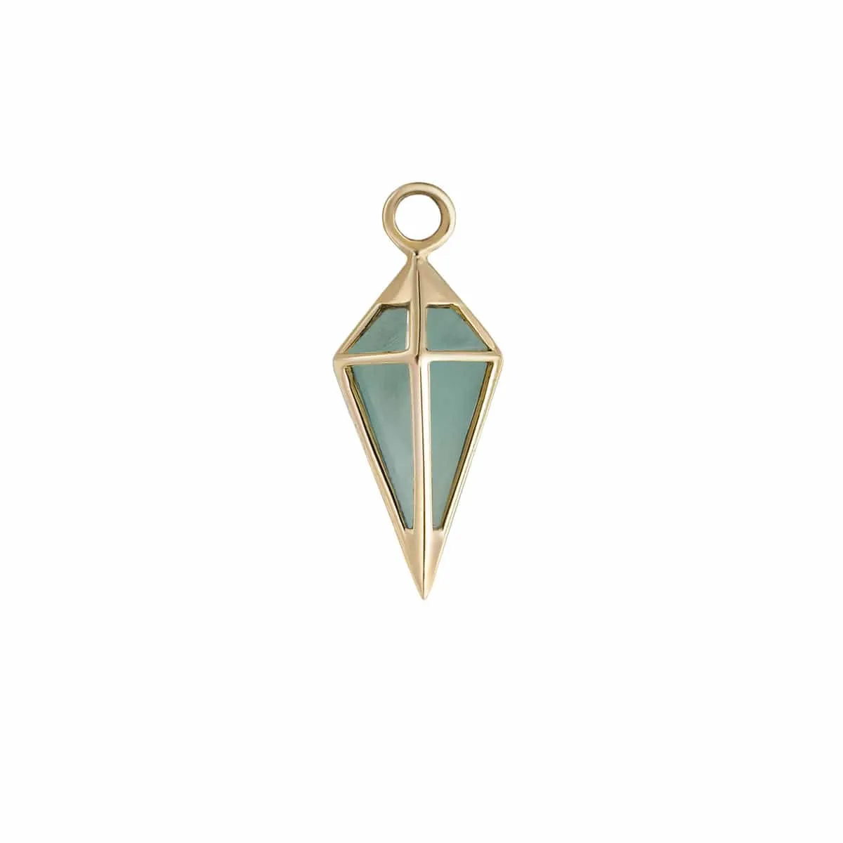 9k Yellow Gold Short Point Pendulum Plaque - Amazonite - SINGLE