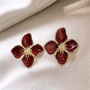 A&A Vintage Flower Stud Ruby Earrings