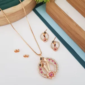 Aamrapali Rose Gold Plated Austrian Stone Pendant Set