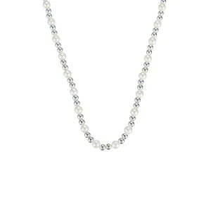 Adorned Pearl Mini Beaded Necklace in Silver