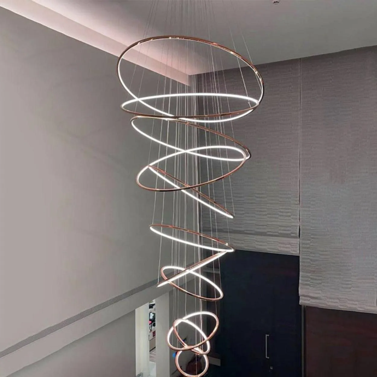 ANKUR INTERSTELLER MODERN DOUBLE HEIGHT LED RINGS CHANDELIER