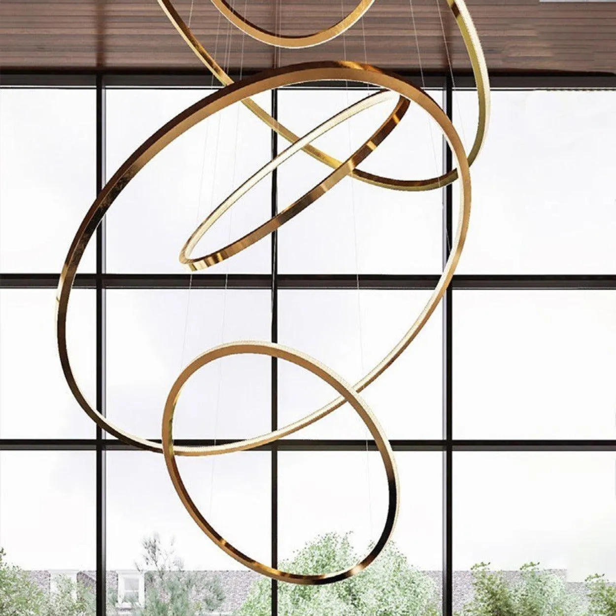 ANKUR INTERSTELLER MODERN DOUBLE HEIGHT LED RINGS CHANDELIER