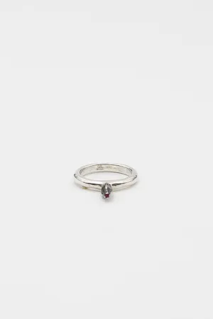 Bar Silver And Ruby Bud Ring