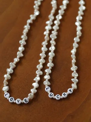 Baroque Pearl Braided Custom Letter Necklace