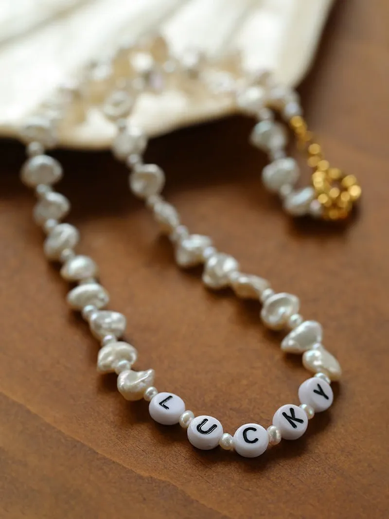 Baroque Pearl Braided Custom Letter Necklace