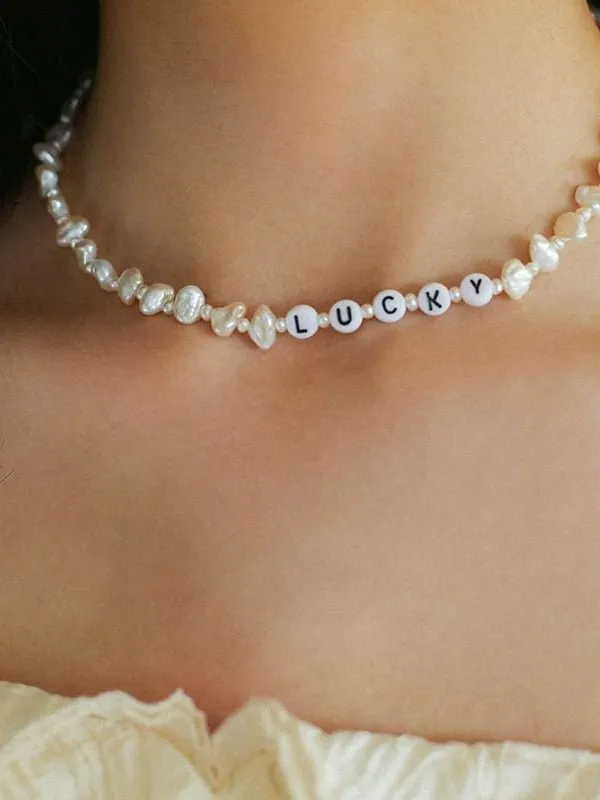 Baroque Pearl Braided Custom Letter Necklace