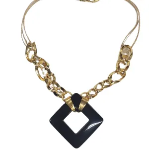 Black Acrylic Square Necklace