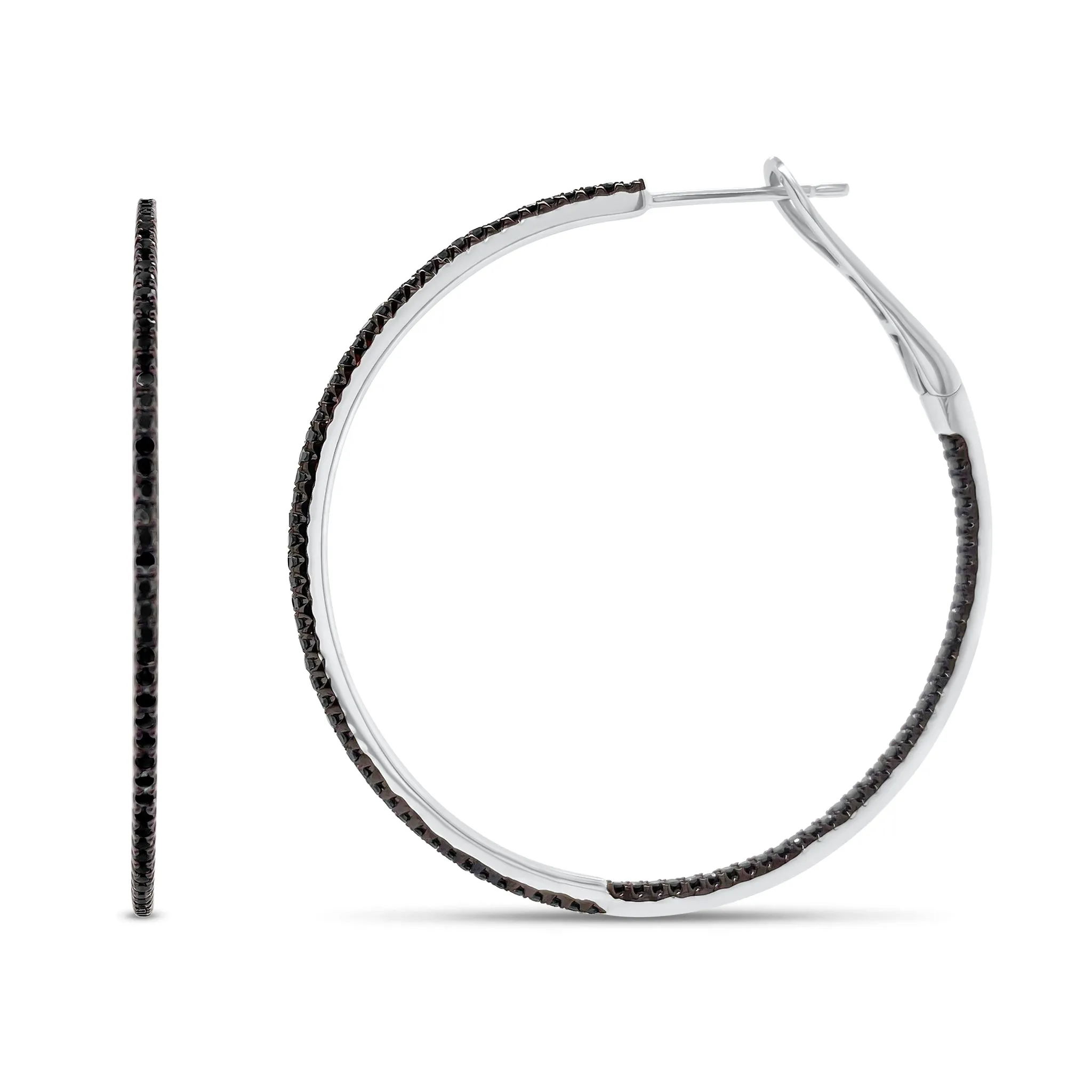 Black Diamond Interior & Exterior Hoop Earrings