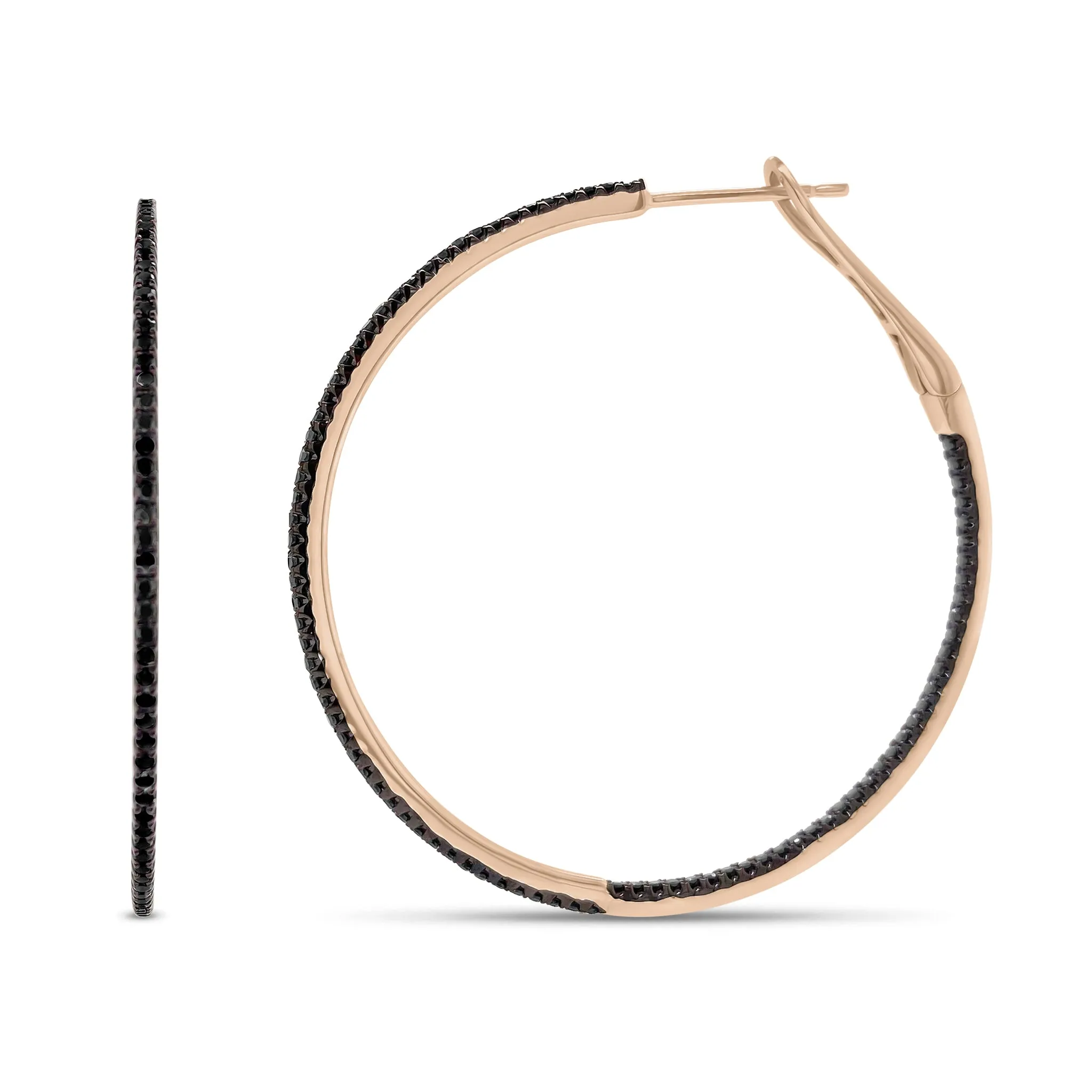 Black Diamond Interior & Exterior Hoop Earrings