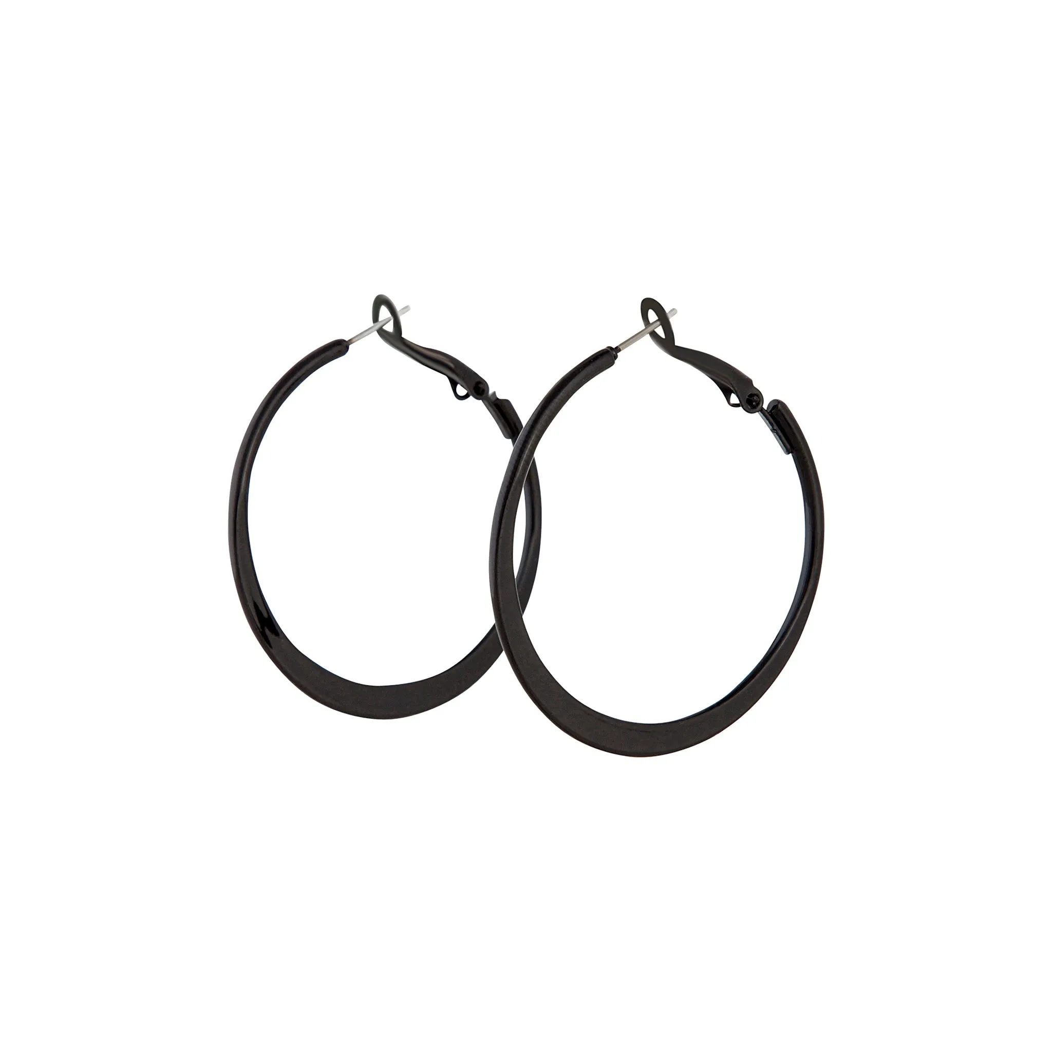 Black Flat Bottom Hoop Earrings