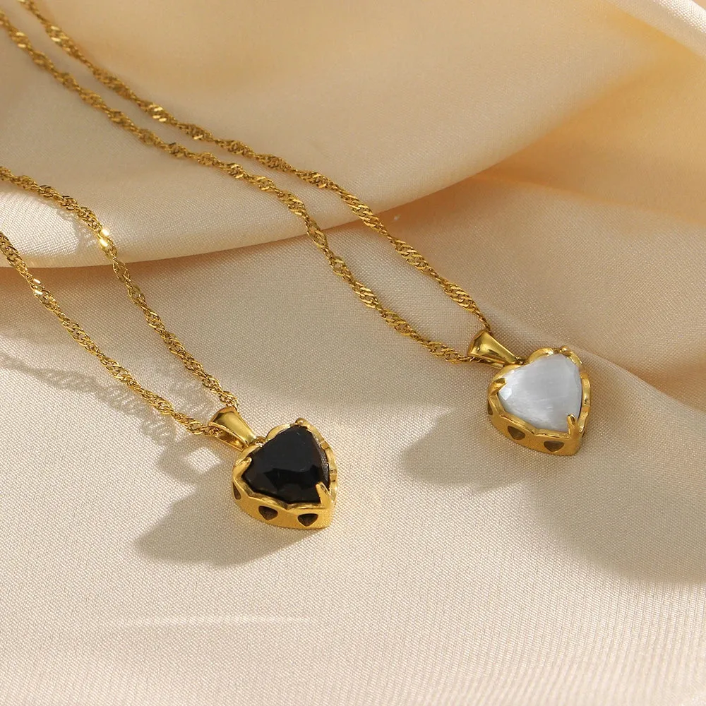 Black Heart Zircon Necklace