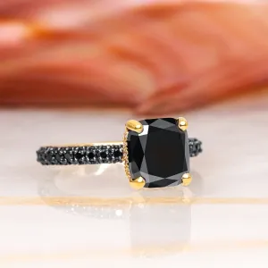 Black Magic - 5.44 Carats Three-Sided Natural Black Diamond Cushion