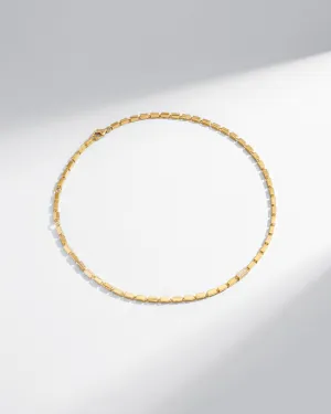 Block-Chain Single Pave Diamond Thick Necklace